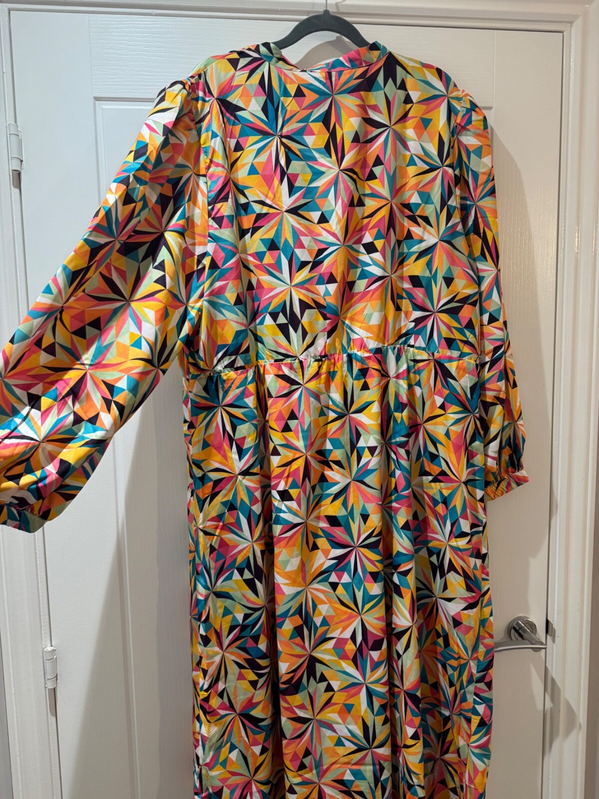 RAISHMA Multicolour Vibrant Geometric Print Midi Dress Size 22 RRP £95 BNWT