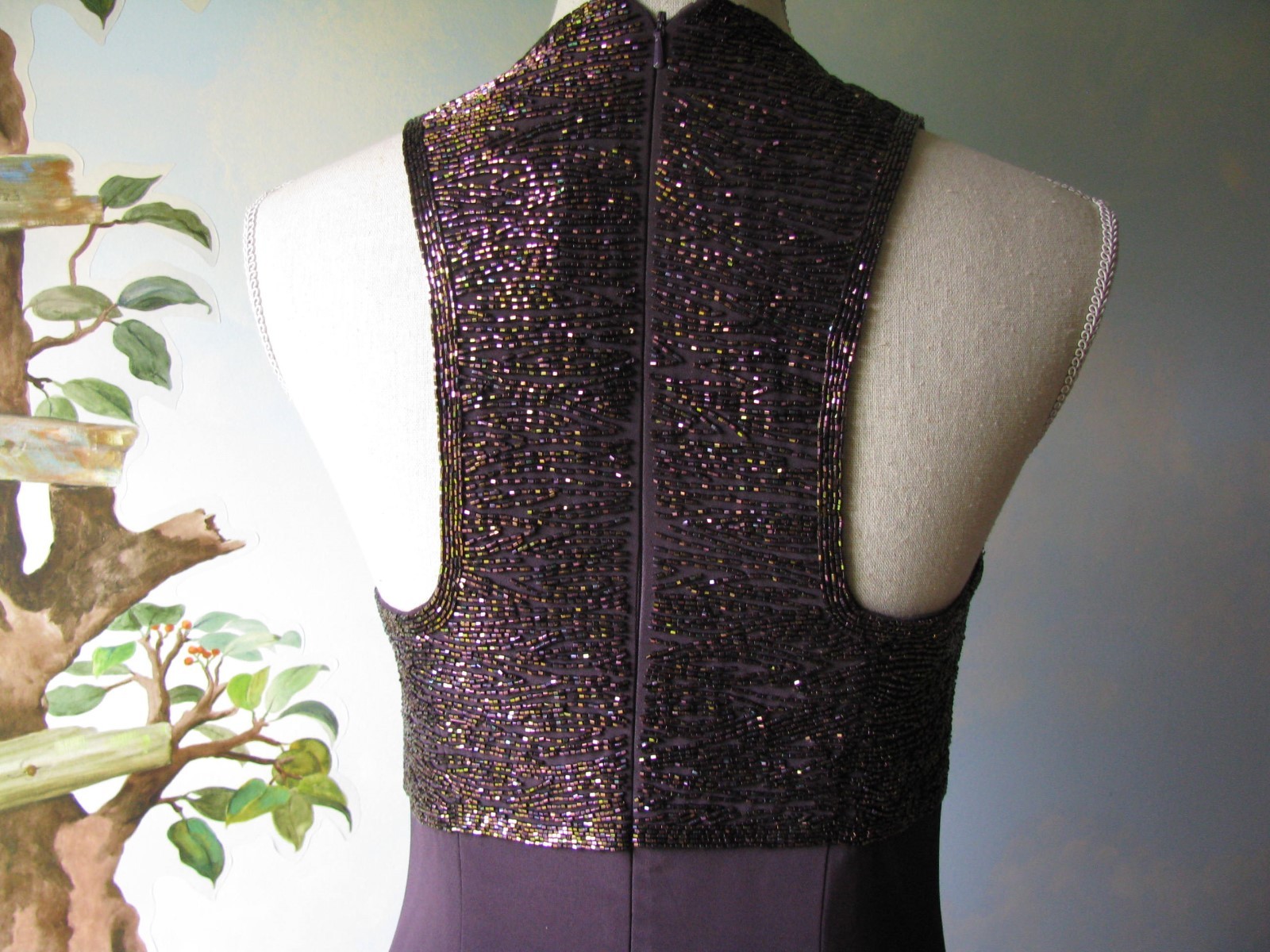 Montage Collection Mother of the Bride Evening Plum 2 PC Beaded Dress Custome
