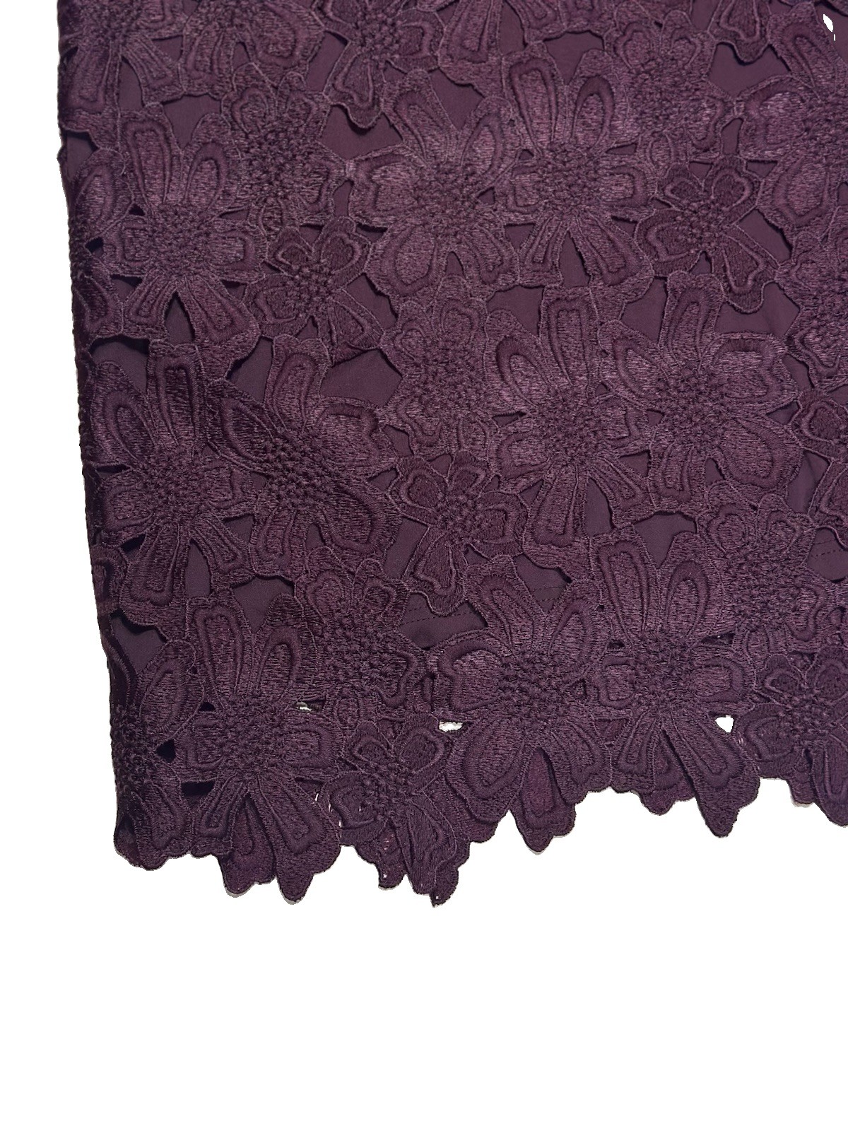 Karen Millen Plum Floral Lace Shift Dress, Size M (UK 12), Elegant Sleeveless