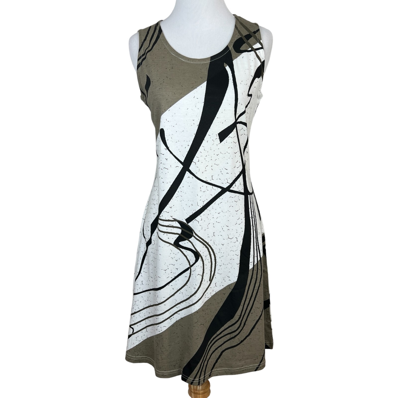 Parsley & Sage Dress Womens Small Printed Mini A-Line Sleeveless Black White New