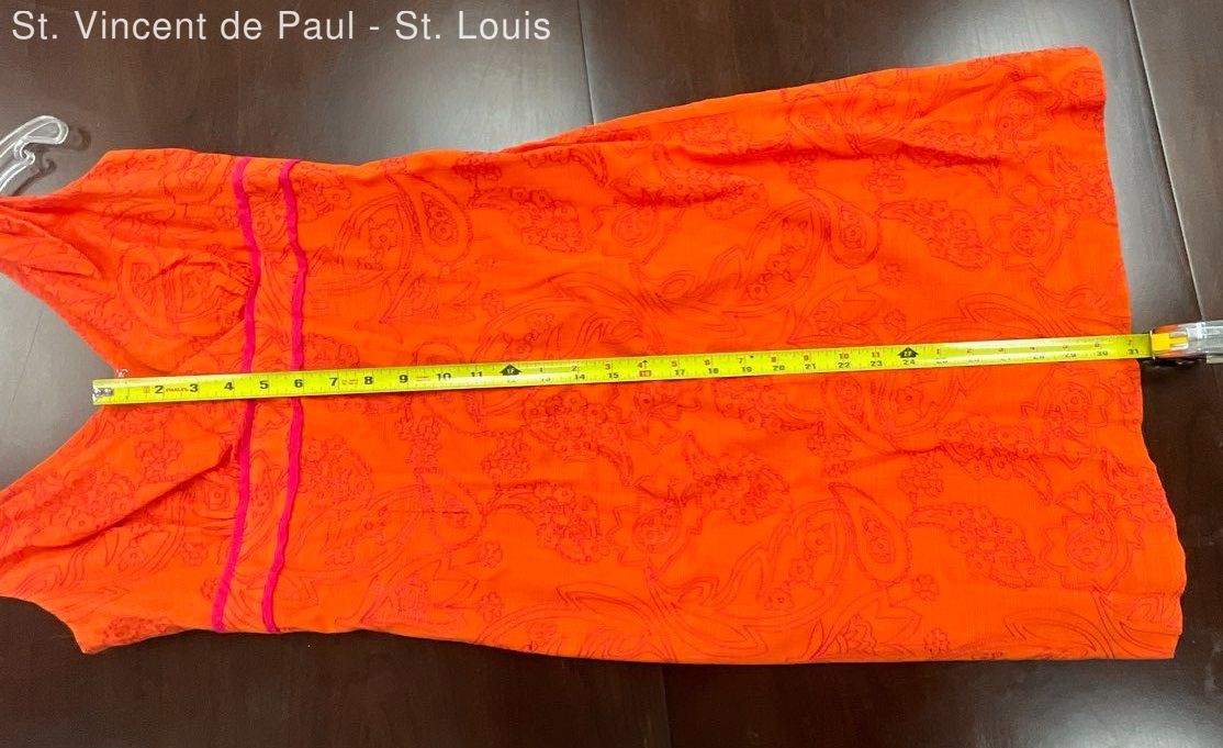 Lilly Pulitzer Womens Dress Embroidered Orange Paisley Sleeveless A Line Size 6