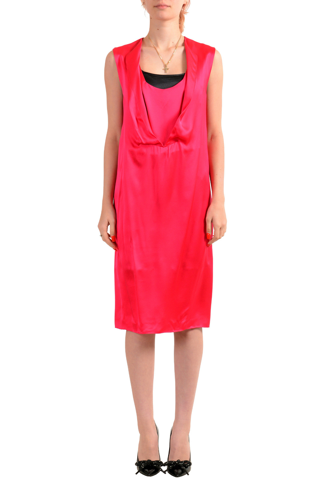 Cedric Charlier Women’s Bright Pink Silk Mini Dress US 6 IT 40