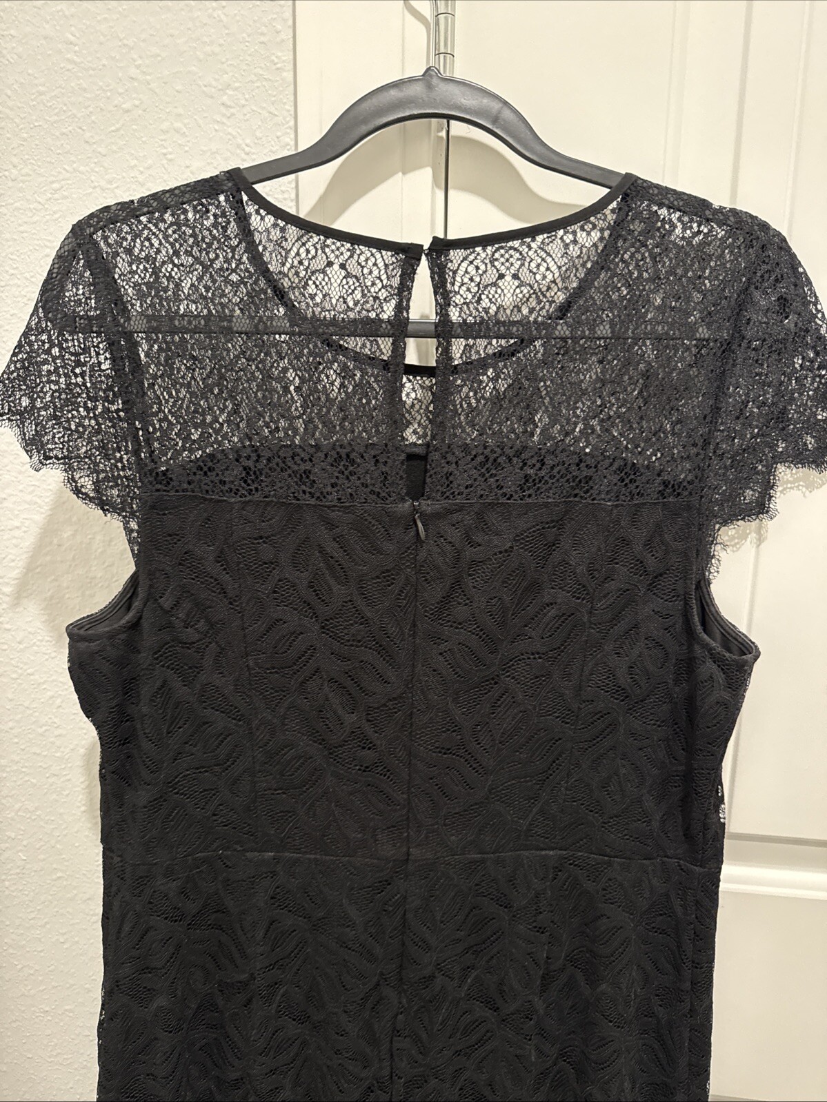 Kensie SIZE LARGE Black on Black Lace Overlay Nylon Spandex Poly Dress