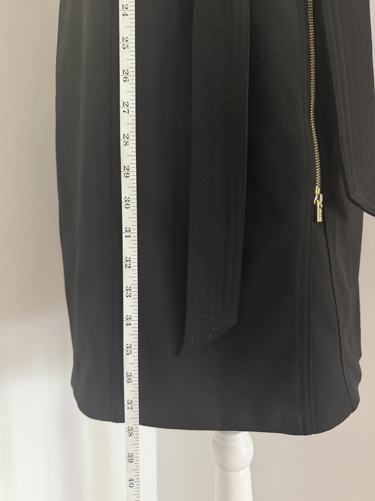 Elegant Black Moto-Inspired Zip Front Dress with Gold Hardware