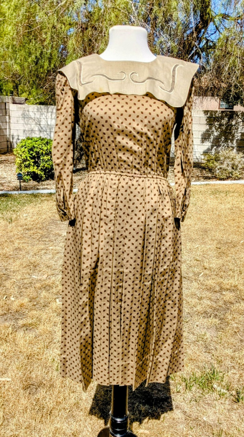 Vintage Pattern Korean Donna Morgan Non Stop Petite Sz1/2 Fit&Flare Dress EUC