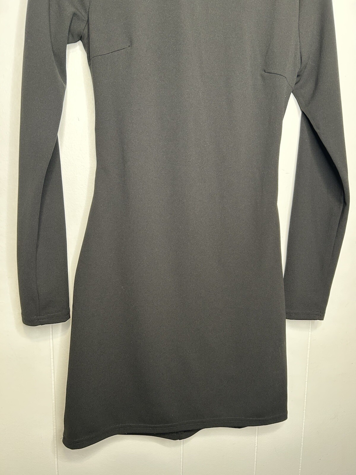 Missguided Open Back Sheath Dress Women’s Size 12 Black Mock Turtleneck Stretch