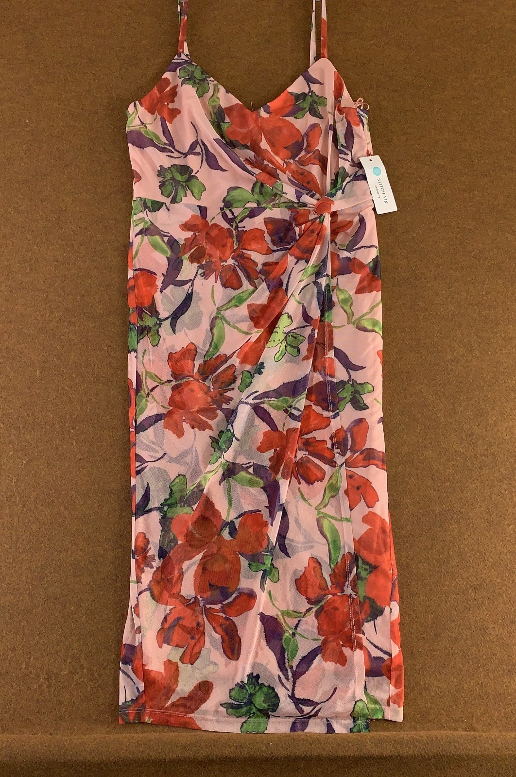 Nine Britton Womens X-Large Blush Floral Vivienne Knit Fitted Midi Dress NWT
