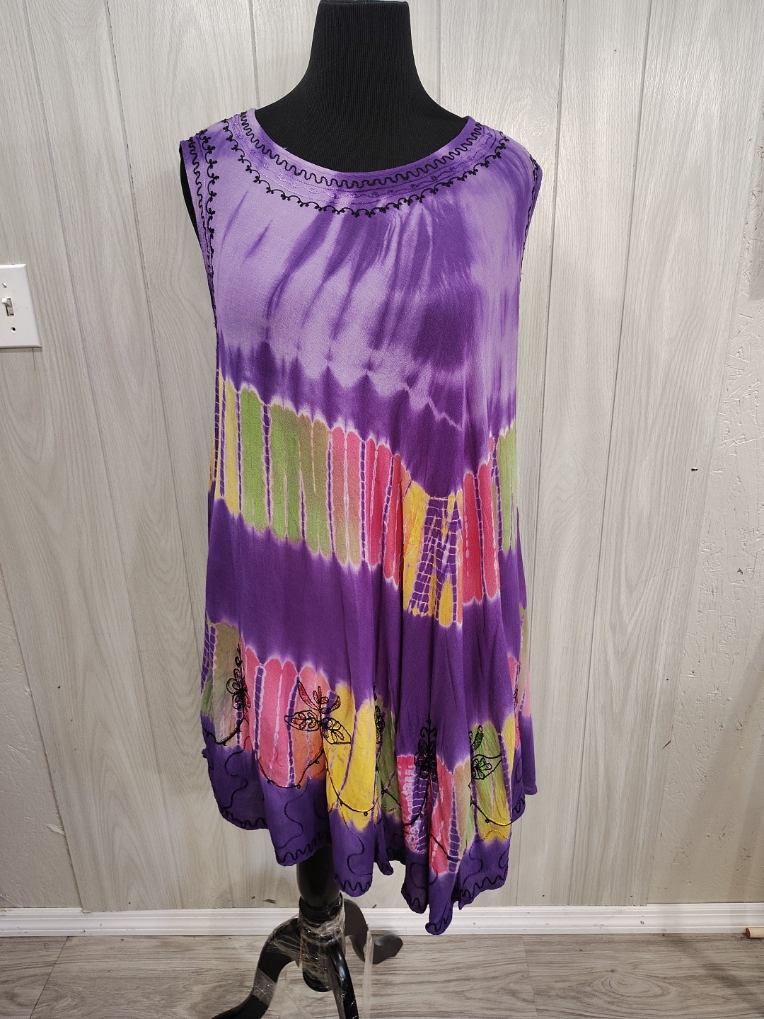 Women’s Hippie Retro Vibrant Tank Dress Free Size Festival India Boutique
