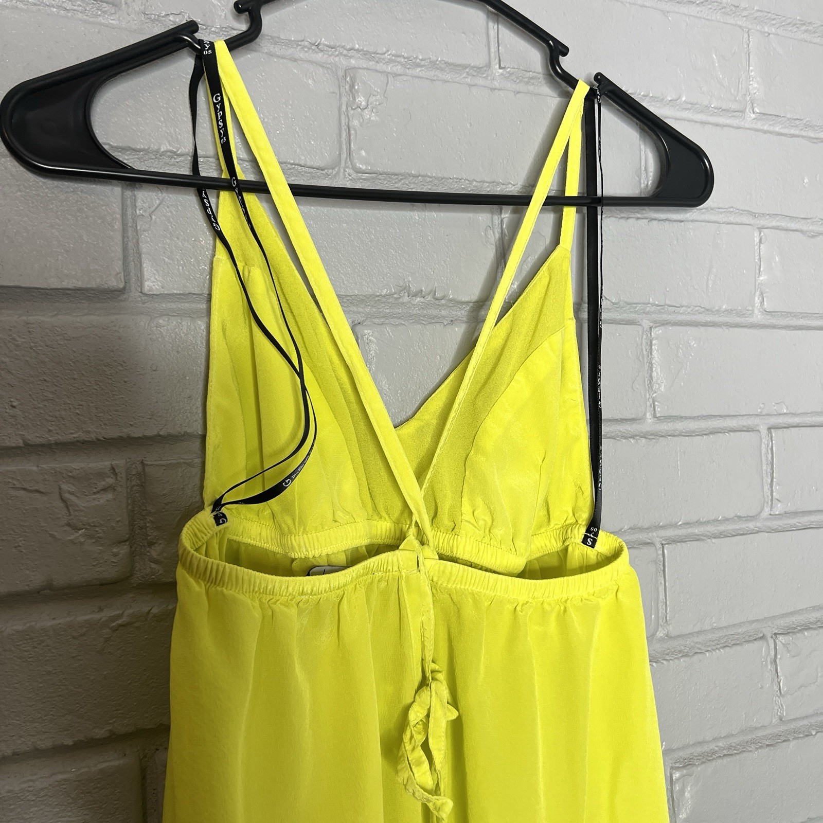 Gypsy 05 Triangle Spaghetti Panel V-Neck Cami Dress in Sky & Lime Size XS