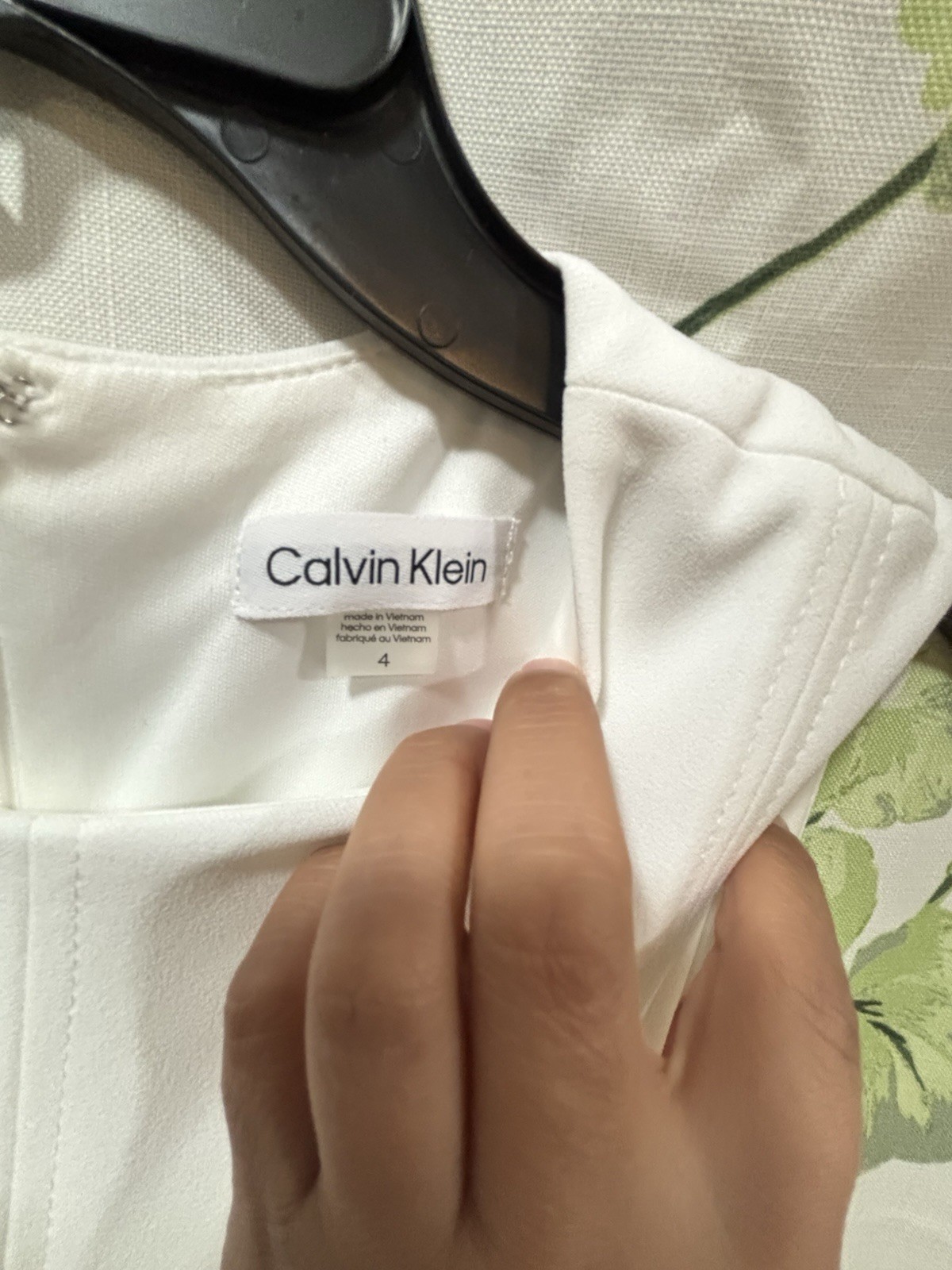 Calvin Klein White Solid Crepe A-Line Pleated Midi Dress Sleeveless Zip 4