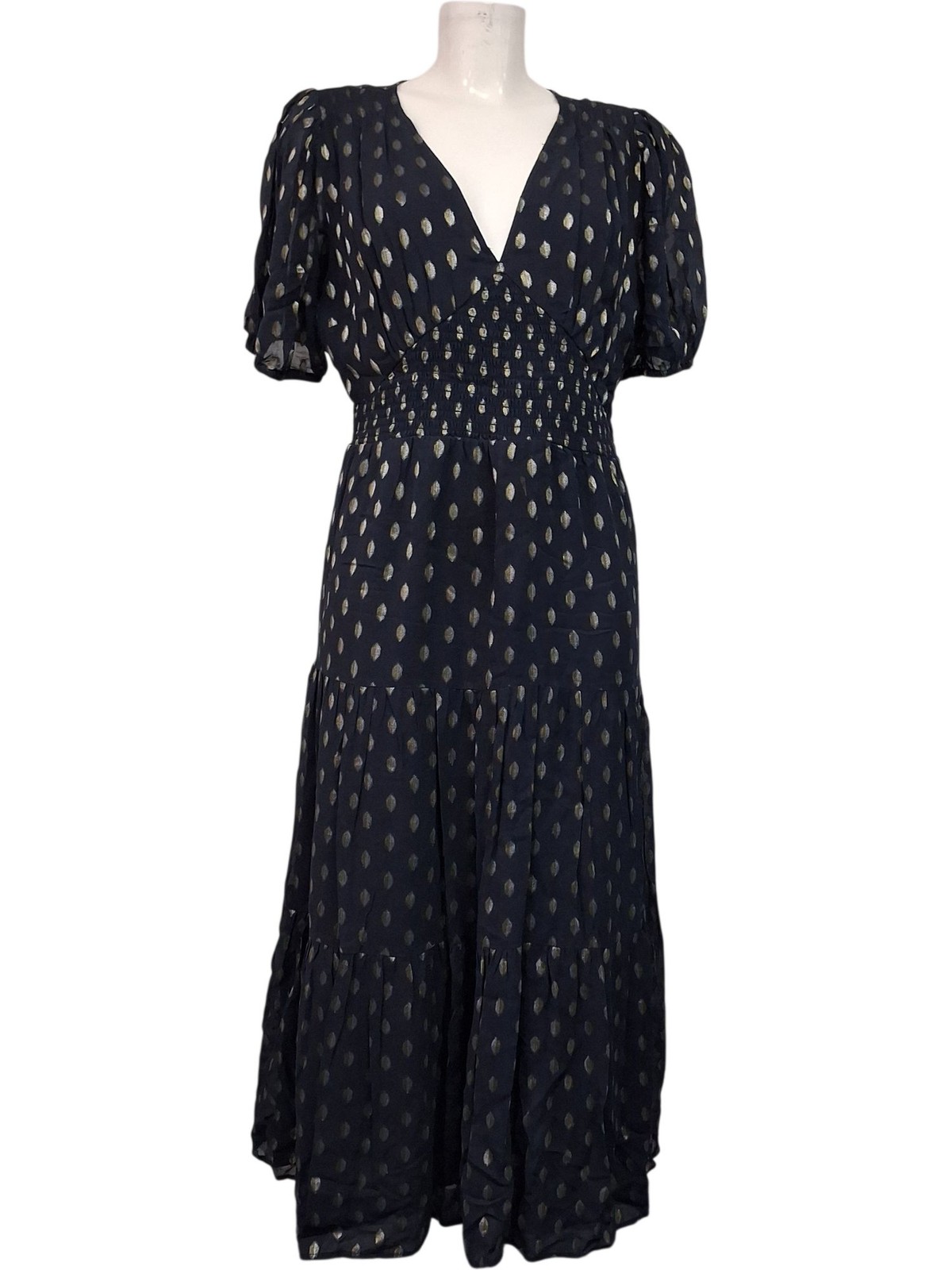 Oliver Bonas Maxi Dress Women’s Size 14 Blue Patterned Viscose Smocked