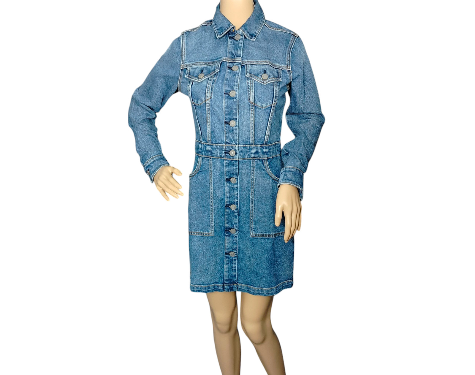 Faherty Michelle Denim Dress Womens 00 Sea Bright Wash Indigo Organic Cotton
