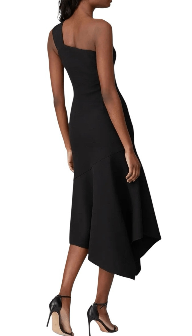 Shoshanna Eonia Black Asymmetrical One Shoulder Dress Size 0 MSRP: $570