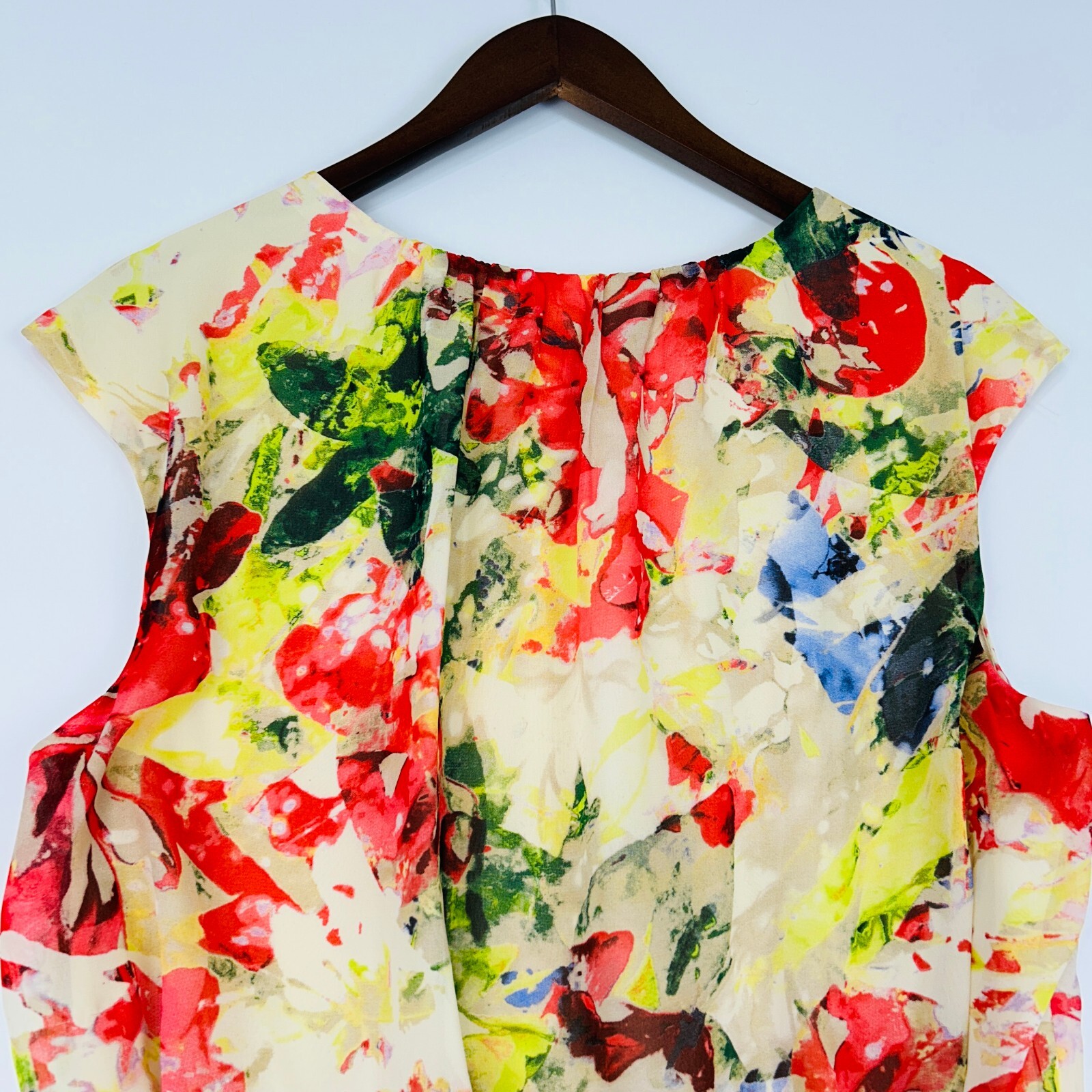 Robbie Bee Ruffle Dress Women 12 NEW Graphic Floral Sleeveless Flounce A-Line