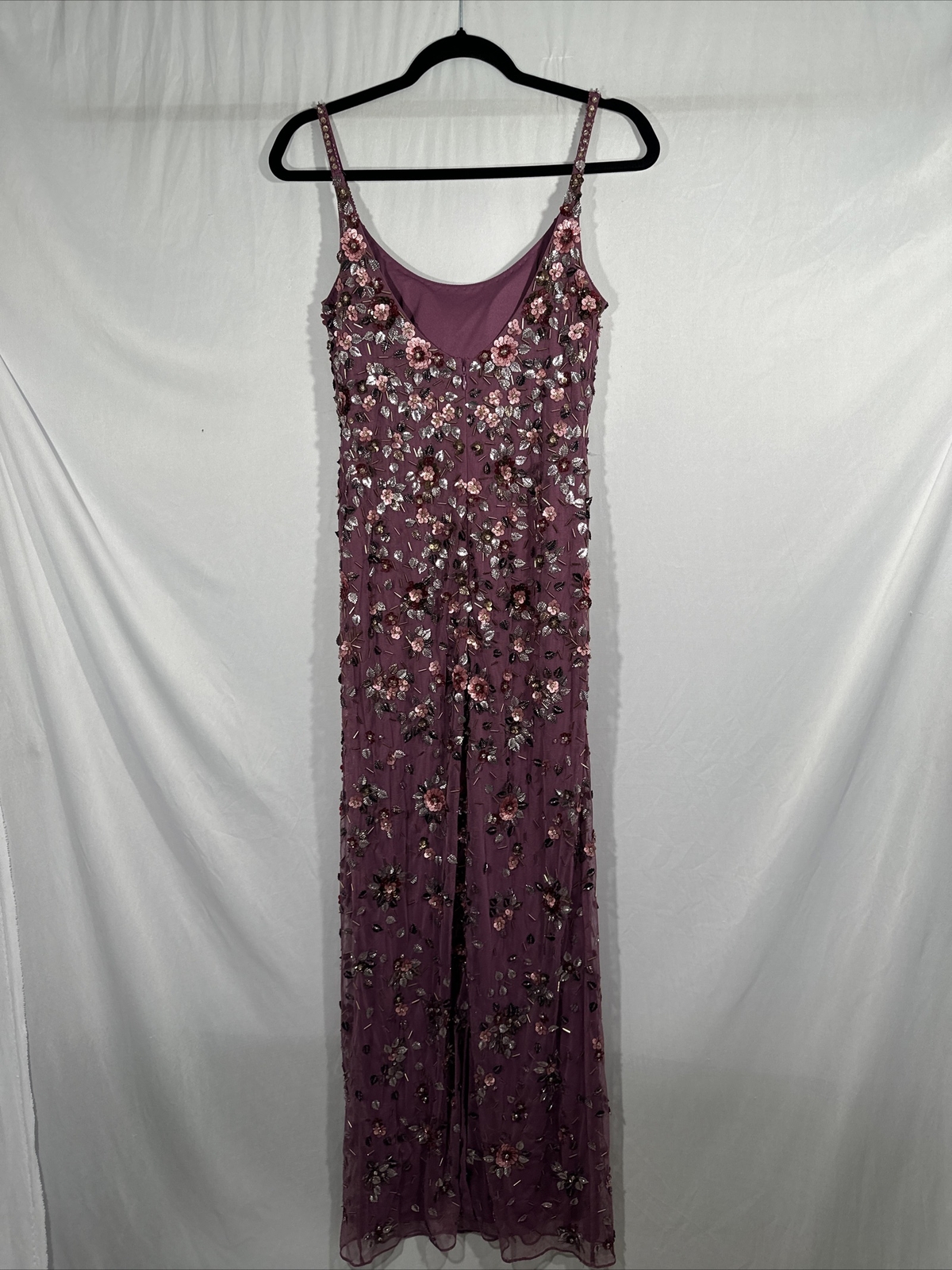 NWT Mac Duggal [ 6 ] 5477 Floral Embellished Scoop Neck Gown in Raspberry G1840