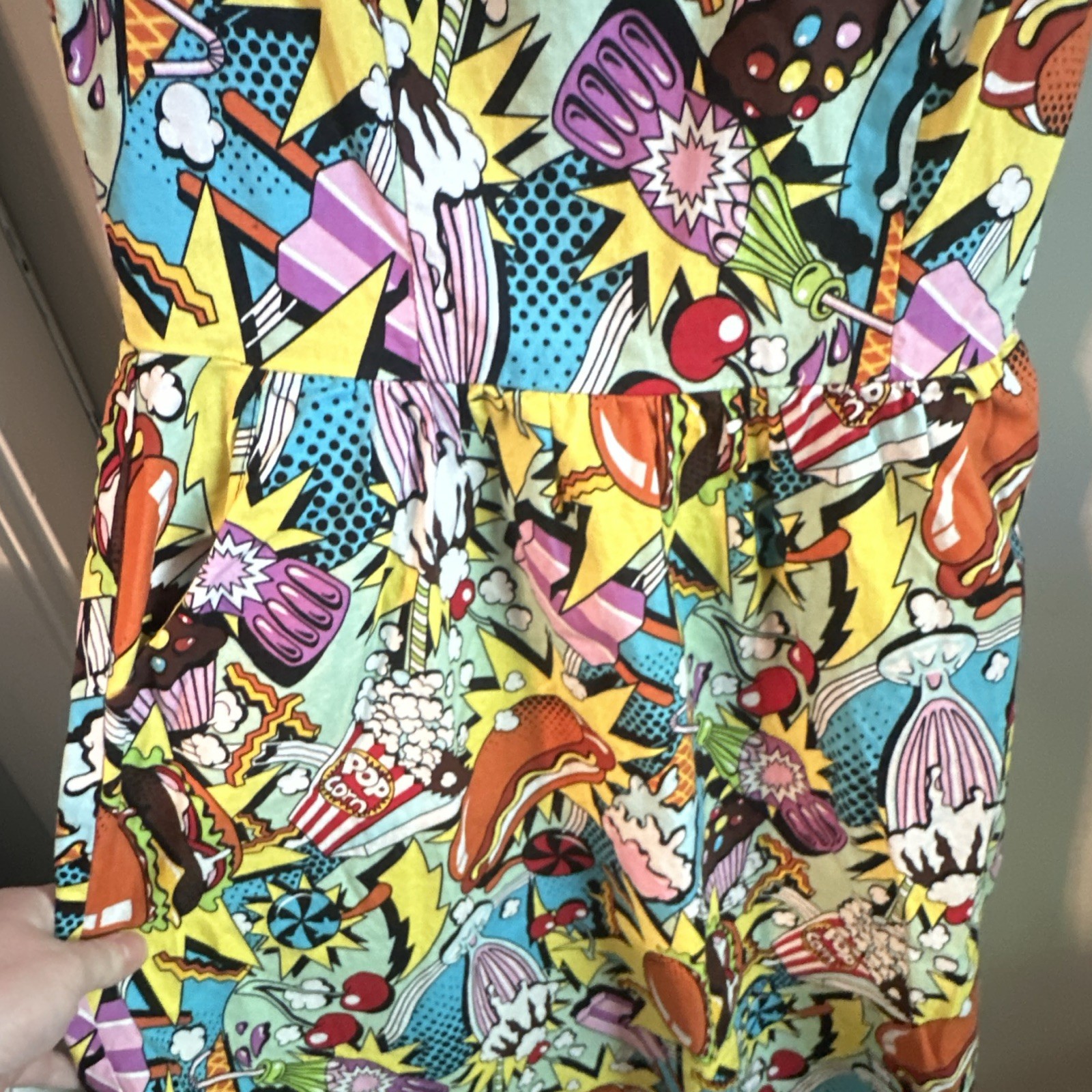 Cotton A-line dress, Folter ‘Good Enough to Eat’ pop art food print RETRO