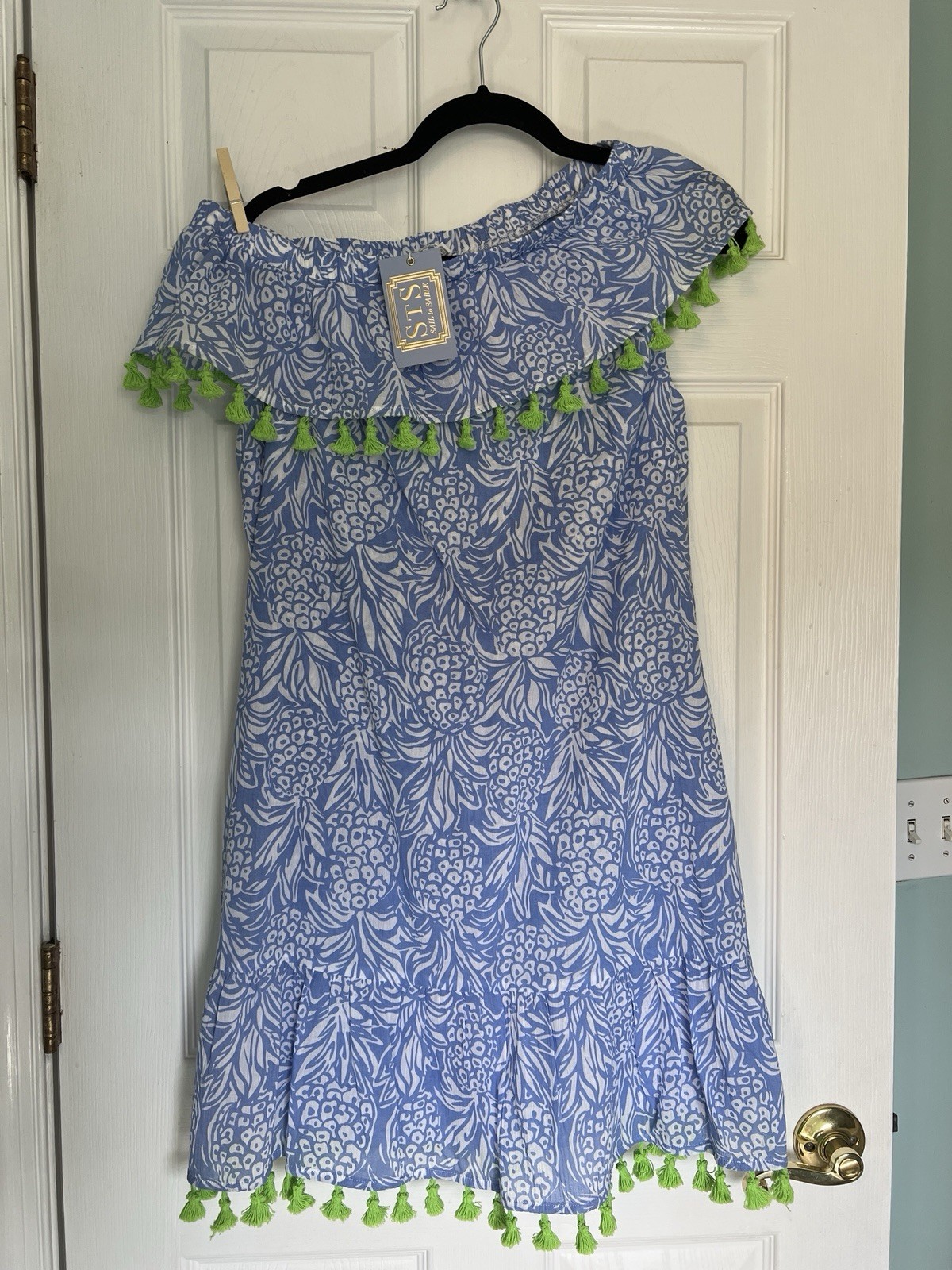 Sail to Sable Women’s Hydrangea Pineapple Off The Shoulder Dress NWT