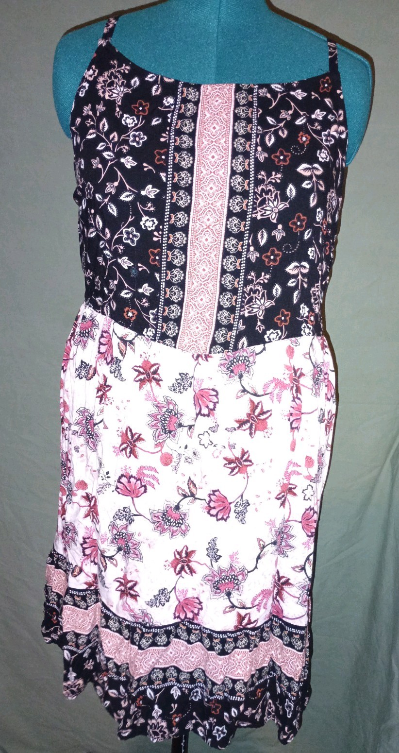 Maurices Plus Size 4 Floral Sleeveless Boho Swing Dress Adjustable Straps