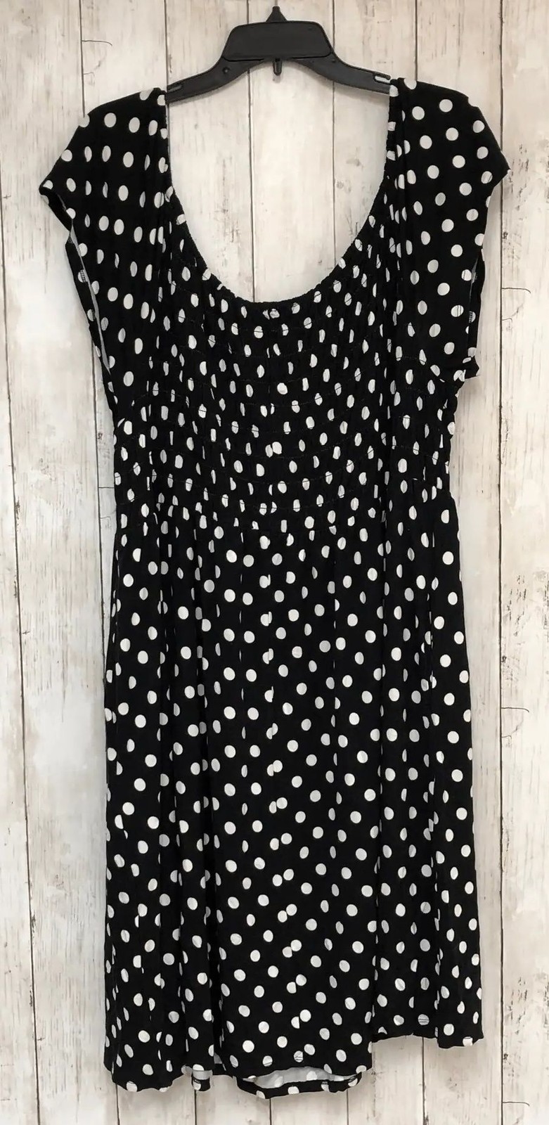 Lane Bryant Womens Plus Dress Size 22/24W Black White Polka Dot Smocked NWT