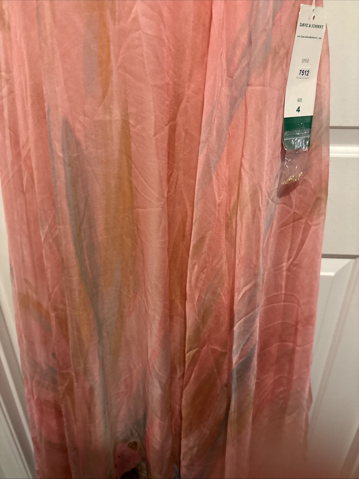 Vintage Y2K Dave & Johnny Size 4 Pink And Blue Swirl Chiffon With Flowers At Not