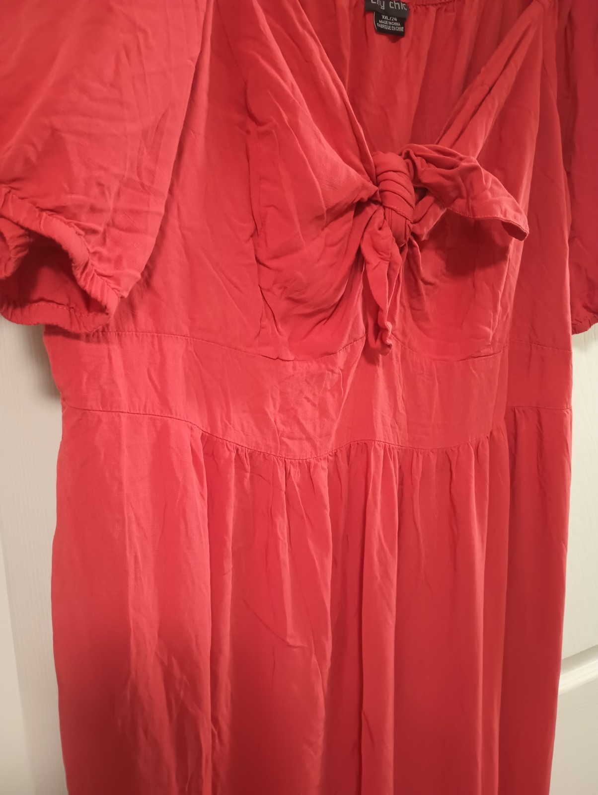 City Chic Red V-Neck Flutter Sleeve Bow Front Maxi Dress Plus XXL/24