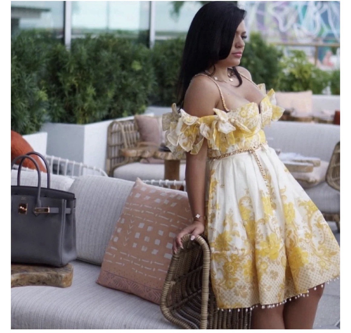 Zimmerman Postcard Bow Bodice Mini Dress in Silk