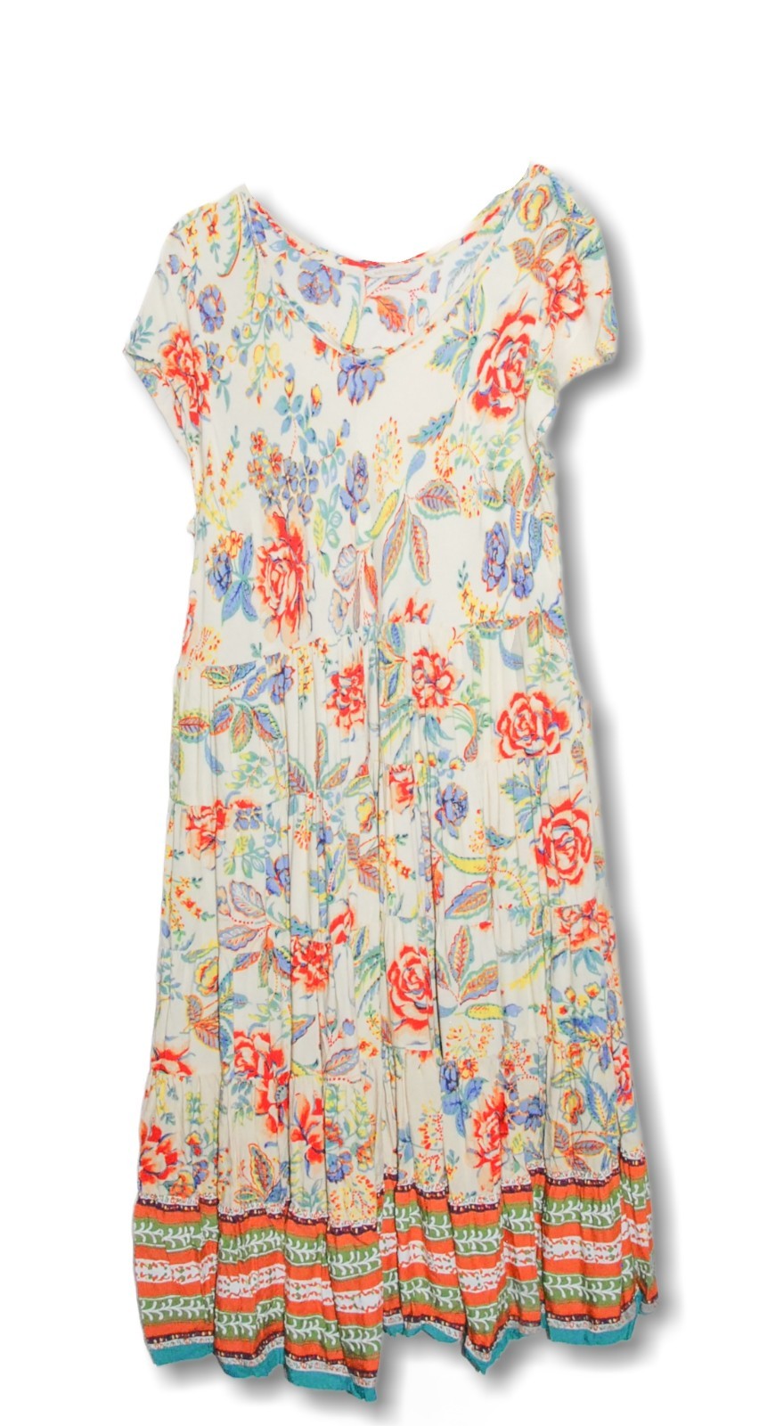 SOFT SURROUNDINGS Women’s 2X Tiered Midi Dress 100% Cotton Floral Cottagecore