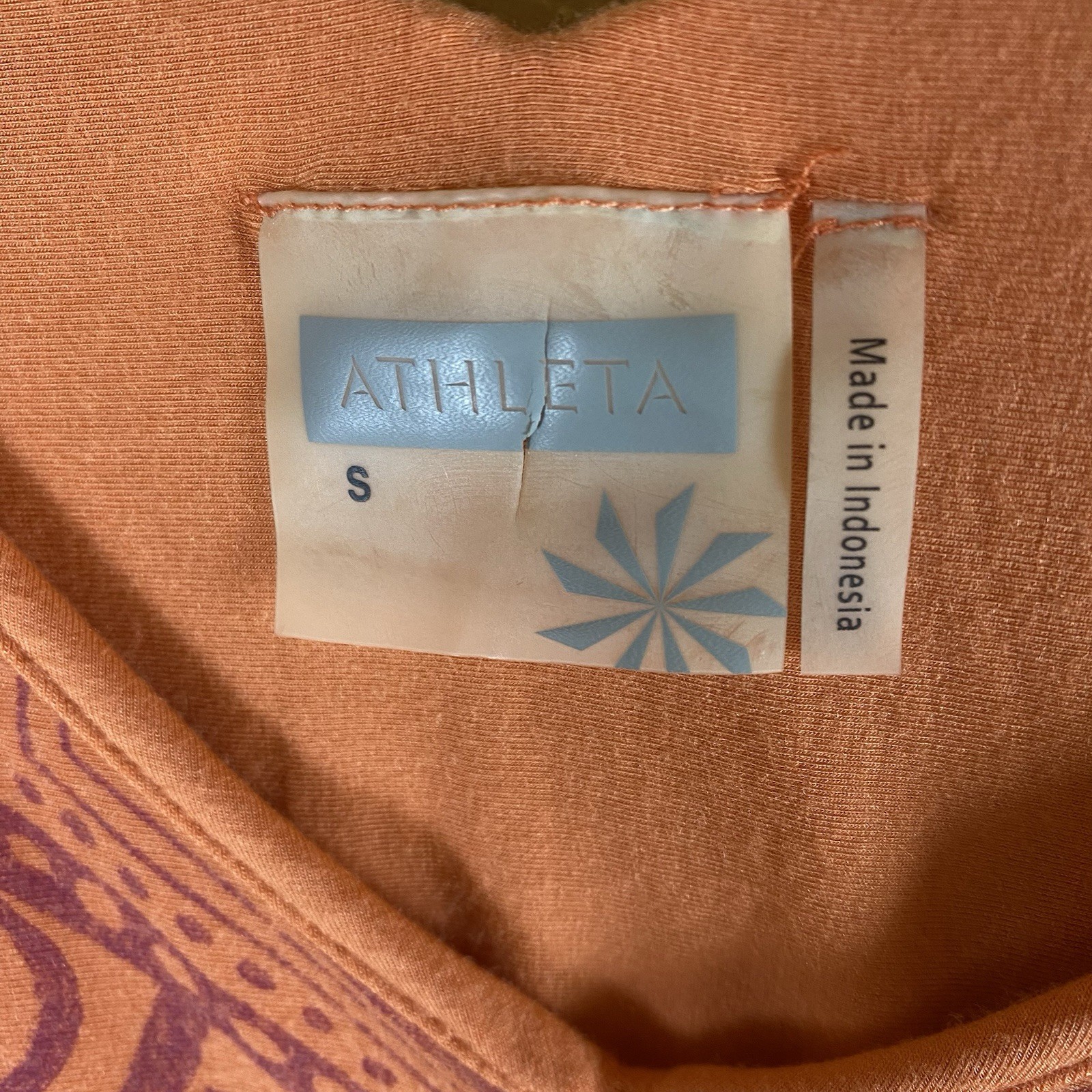 Athleta Orange and Purple Tribal Print Size Small Pullover Stretch Sun Dress