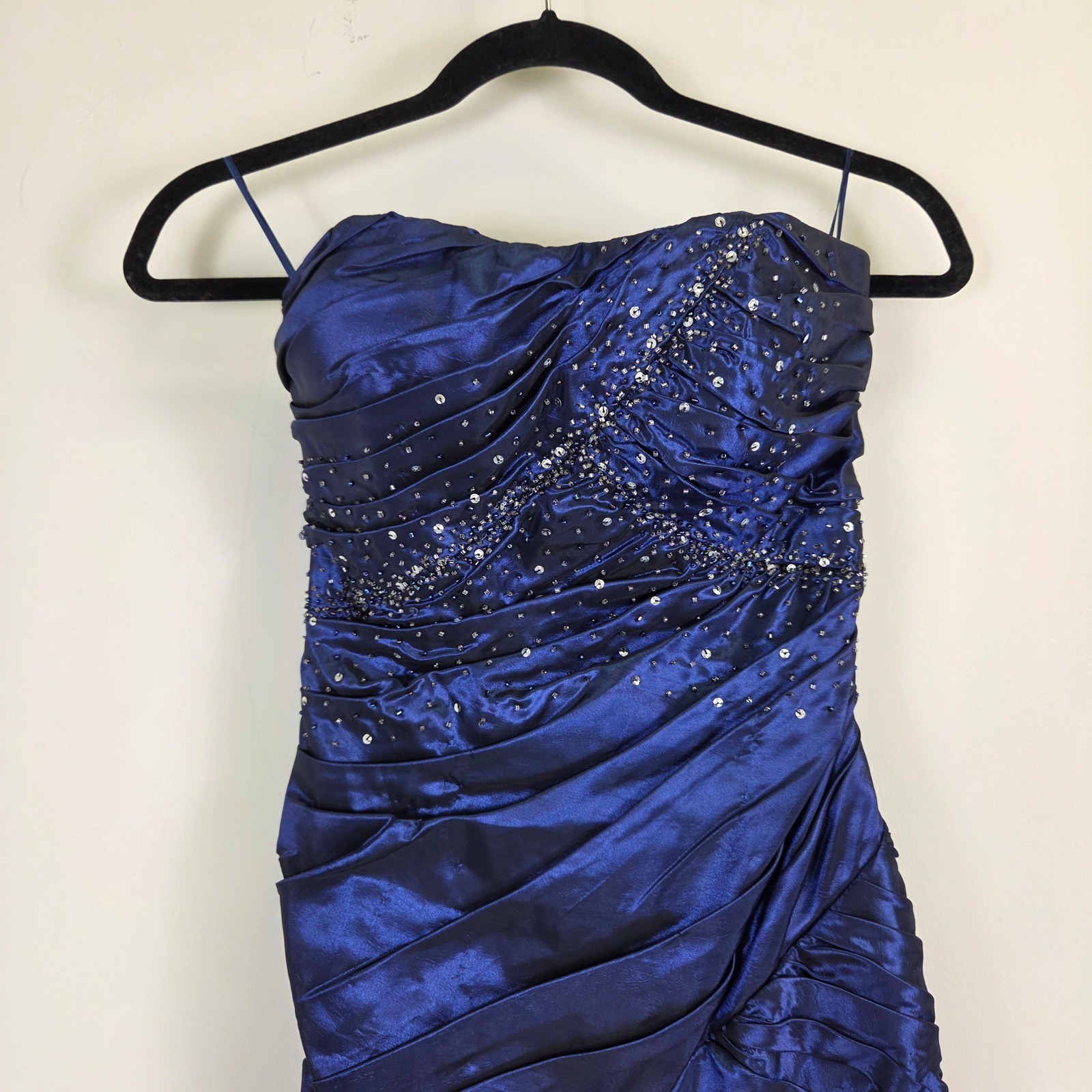 Jump Apparel Royal Blue Strapless Beaded Corset Back Prom Gown Dress Size 1/2