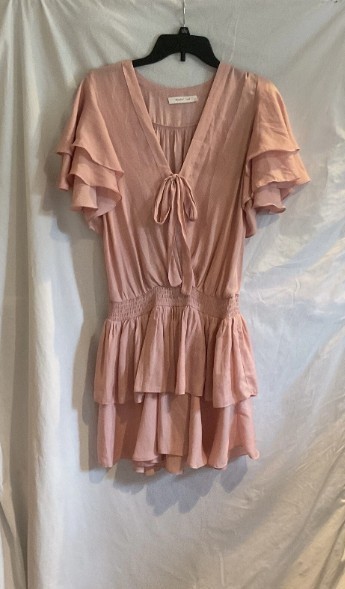 Mustard Seed Womens Medium Light Rose Short Flutter Sleeve Silky Dress Bohemian