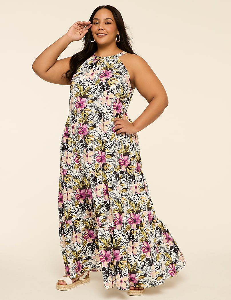 Lane Bryant Floral Halter Tiered Dress 2026 New Never Worn 18/20