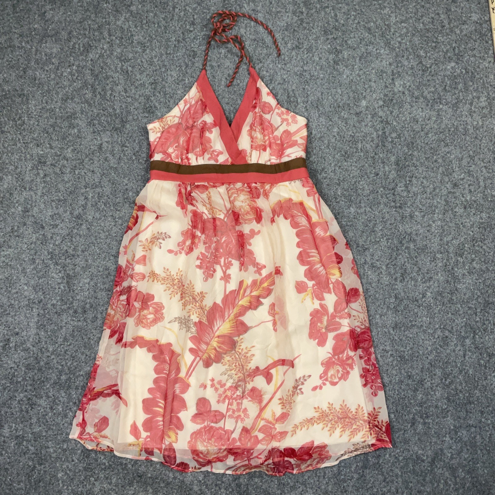 Jonathan Martin Dress Womens Size 8P Red Silk Floral Y2k Vintage Fairy Romantic