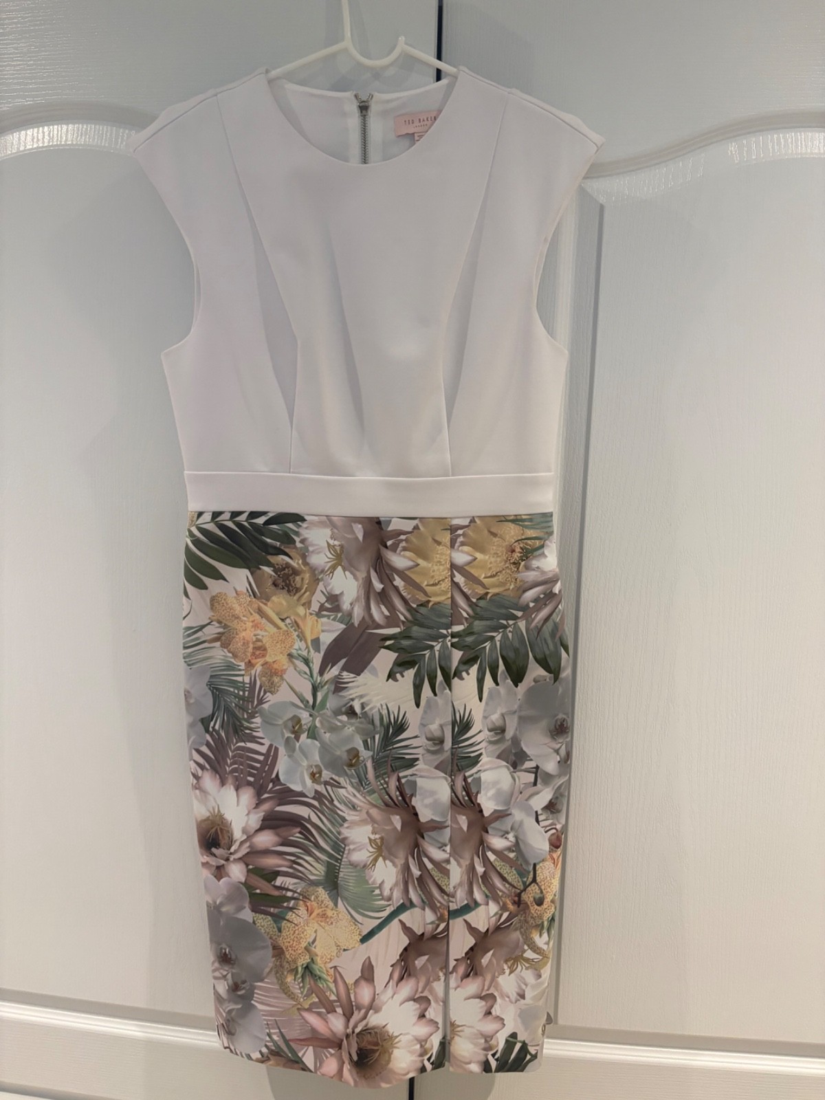 Ted Baker White Midi Floral Dress Size 3/US Size 8