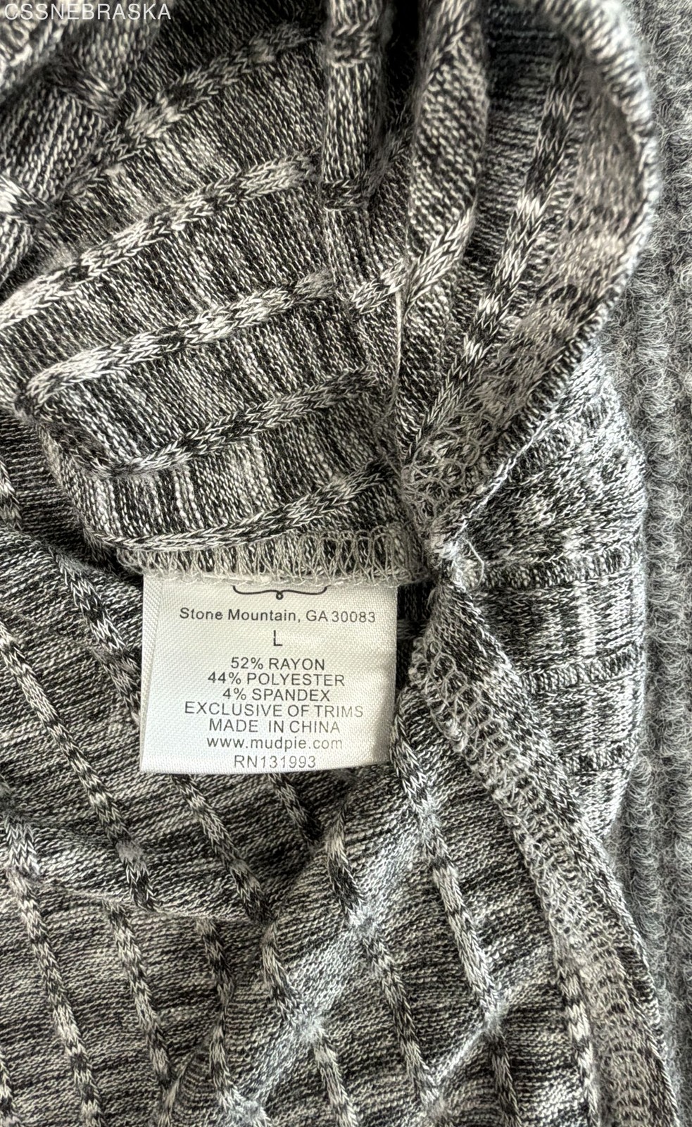 Mud Pie Women’s Gray Heather Ribbed Turtleneck Long Sleeve Knit Maxi Dress Sz L