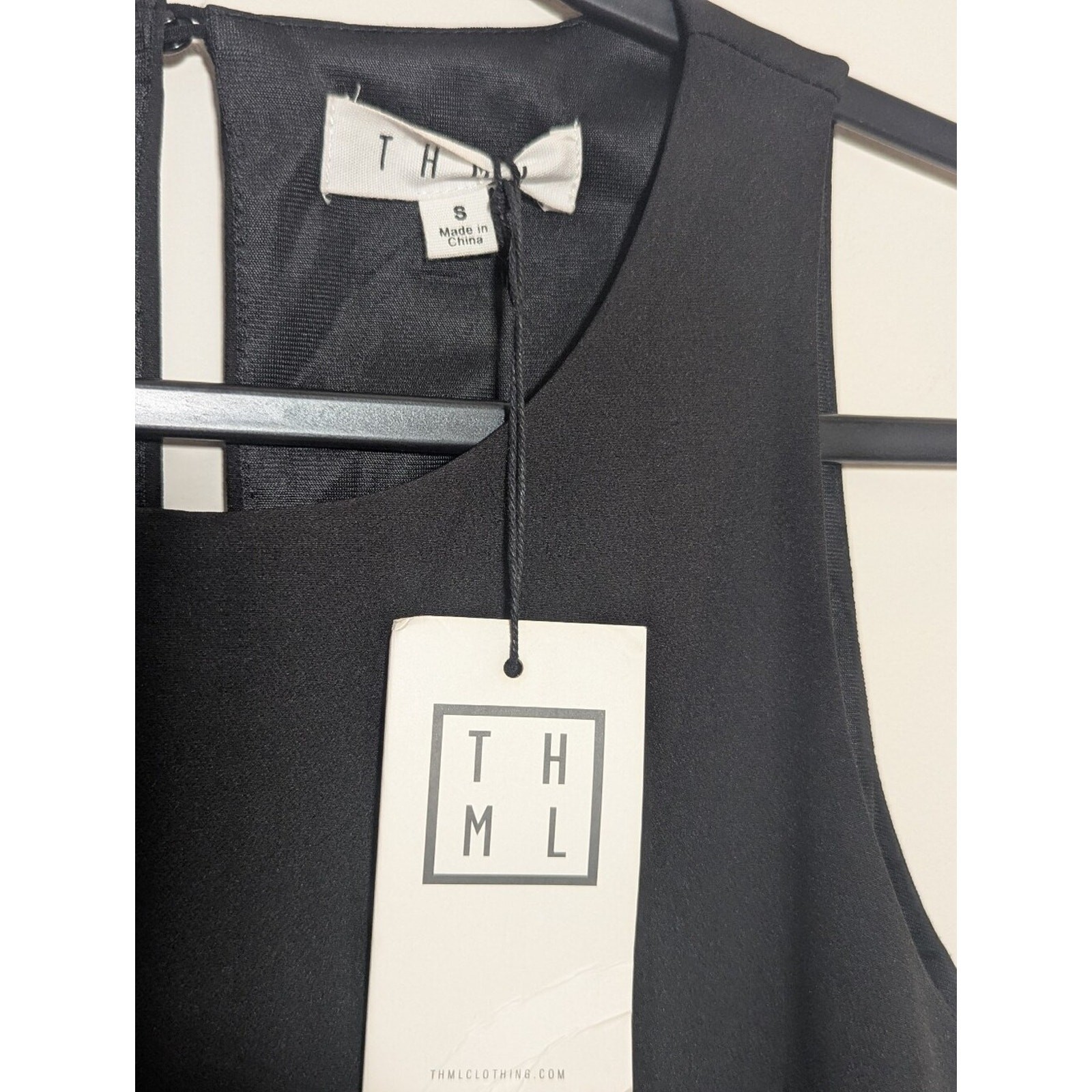THML Black Sleeveless Mini Shift Dress Colorblock Side Stripes NWT Size S