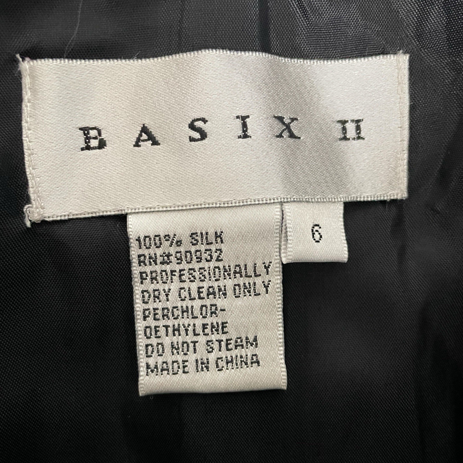 Basix II Black ruched pleated silk sequin beaded strapless mini dress formal S