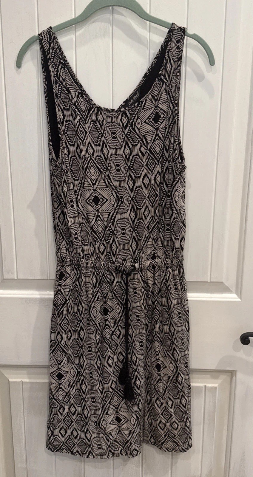 Lucky Brand Size S Black Beige Patterned Sleeveless Viscose Dress