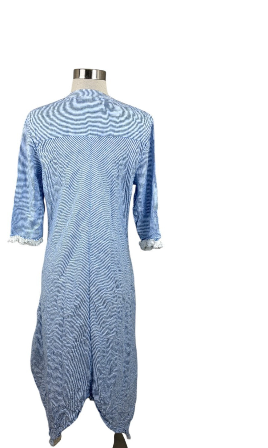 ROBERTA ROLLER RABBIT Blue Jeni Stripe 100% Linen Berenice Dress Size M Coastal