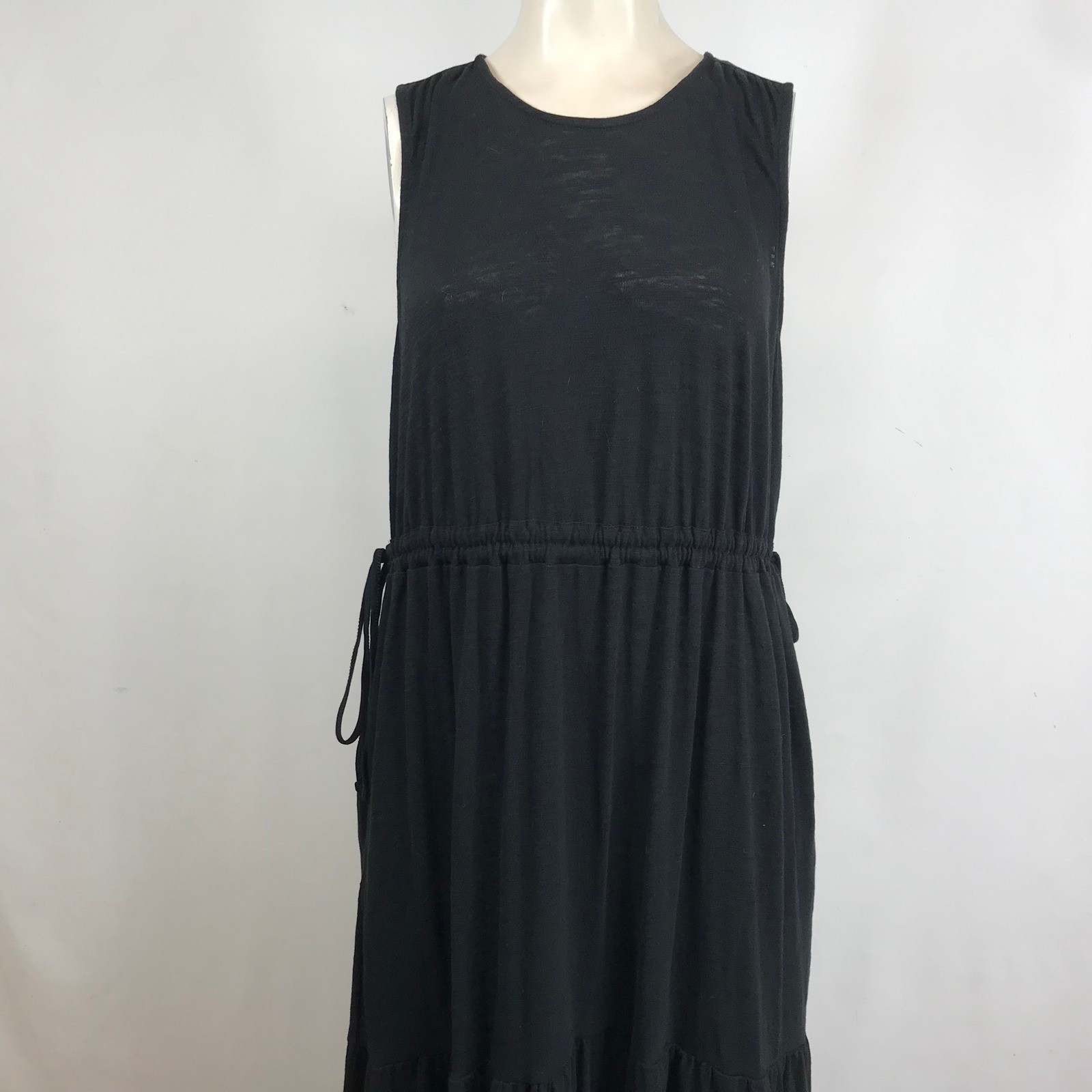Caslon Womens Black Tiered Sleeveless Maxi Dress Drawstring Waist CN471772MI M
