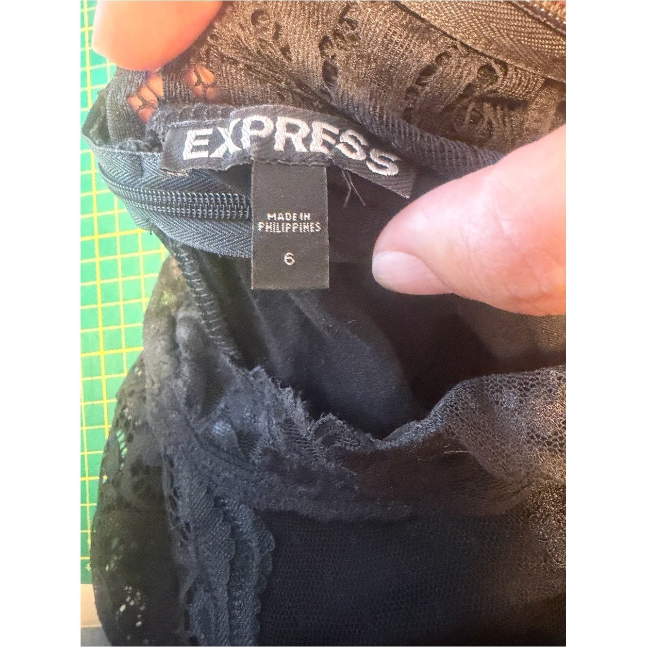 Express Black Lace Midi Sheath Dress High Neck Half Sleeve Lined Size 6