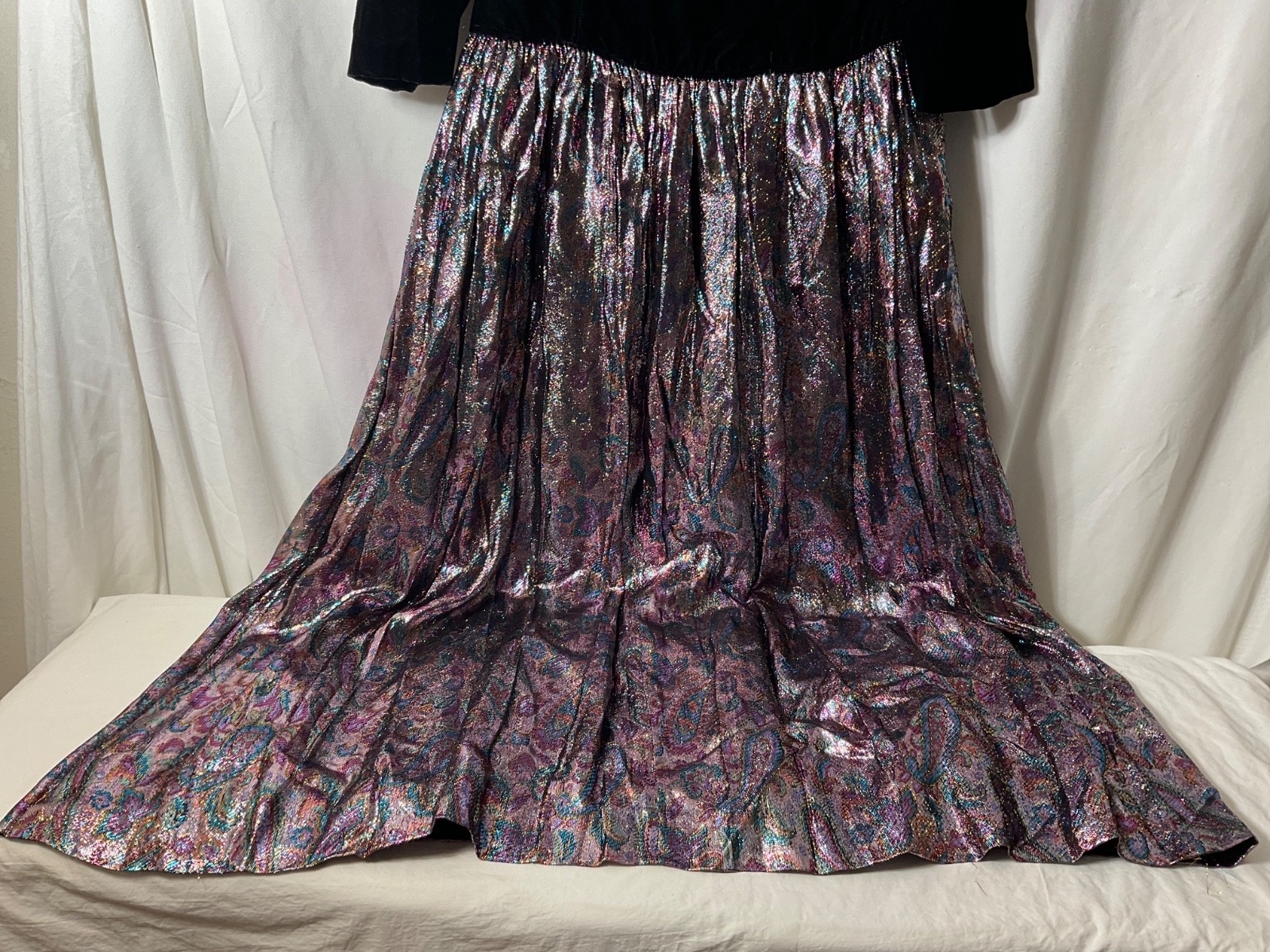 VTG Custom Made Velvet Tinsel Metallic Long Dress Lined