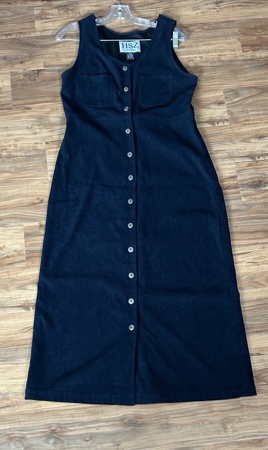 90s Normcore Sleeveless Button Front Long Dress