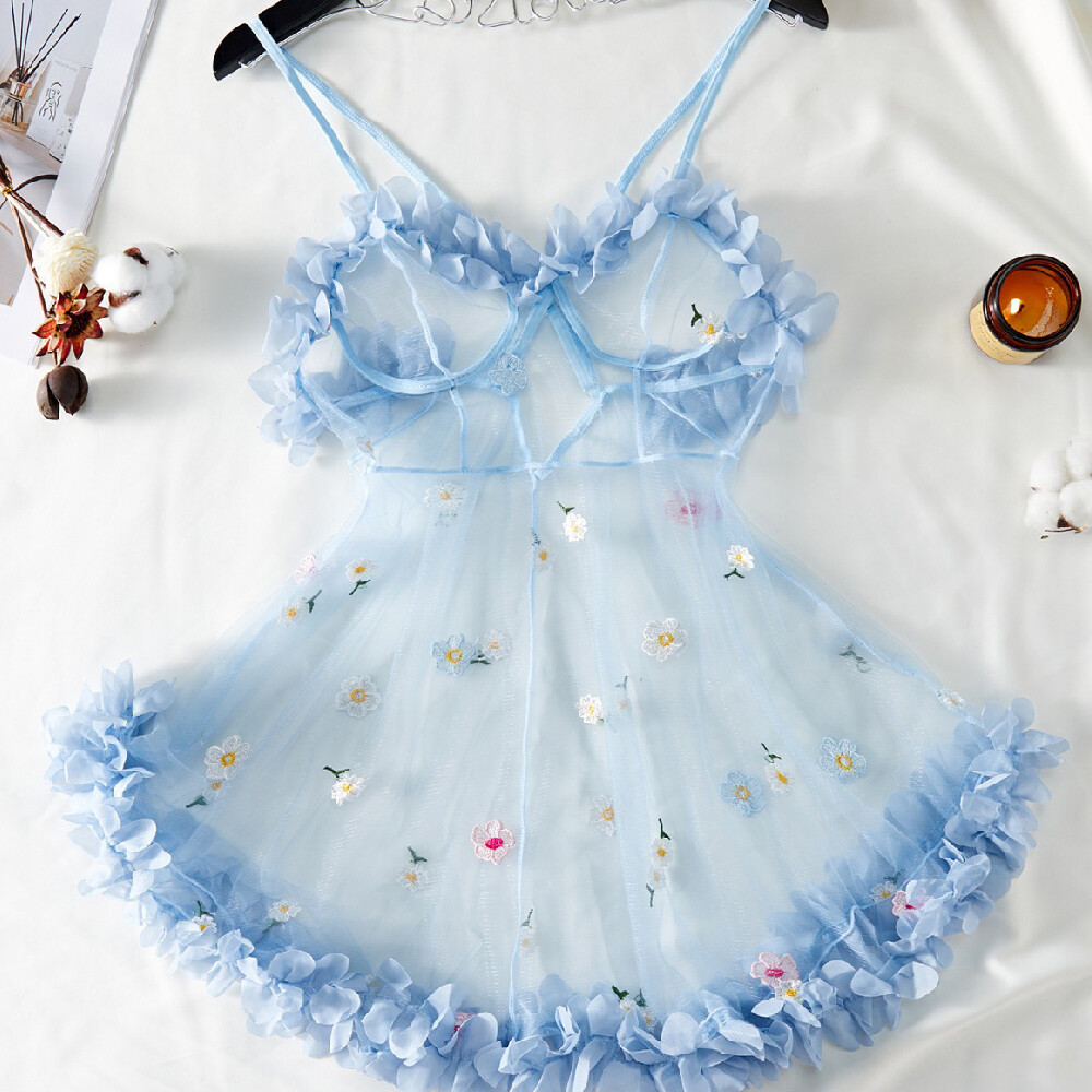 Womens Sexy Lingerie See Through Sleepwear Nightwear Teddy Babydoll Lace Dress