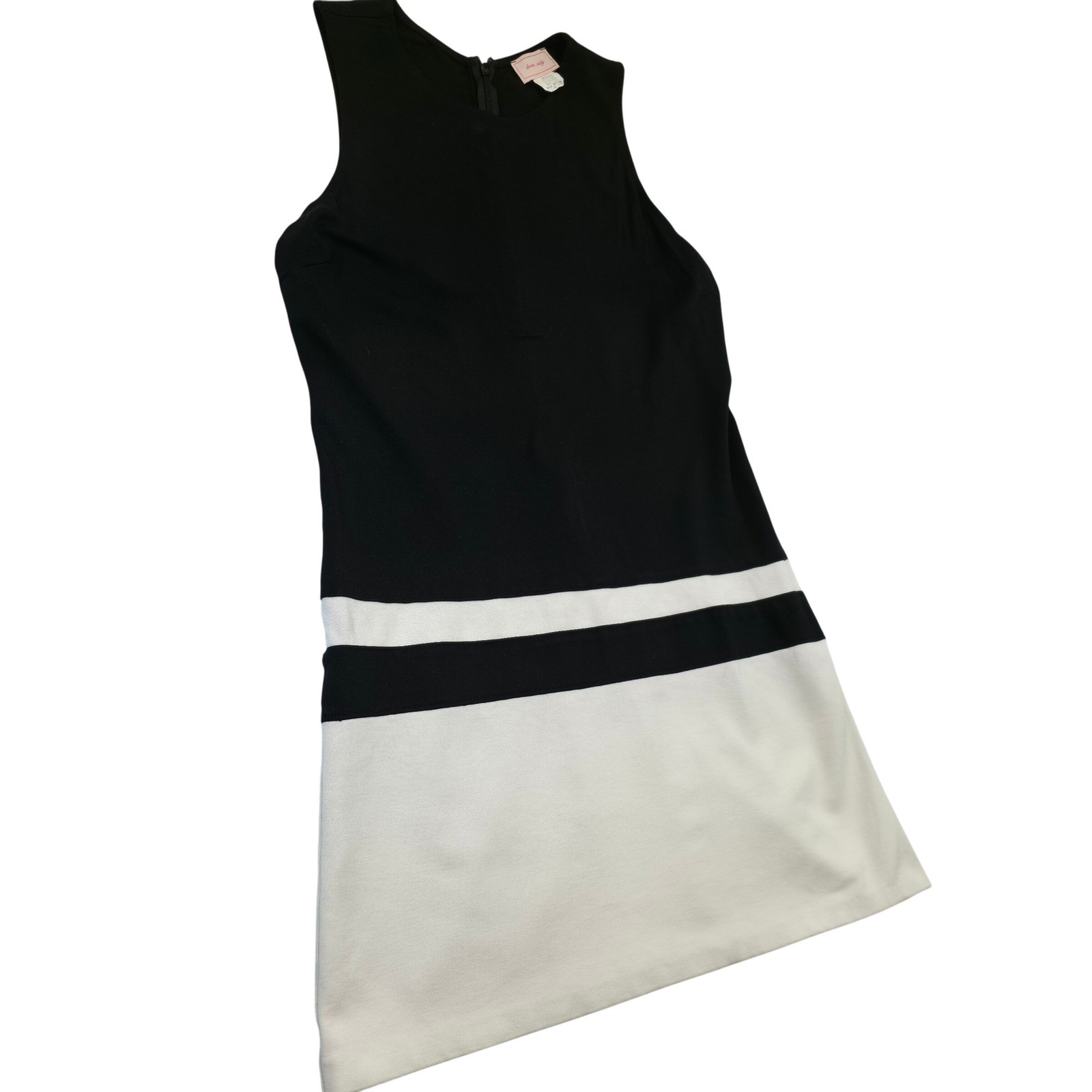 love edy black and white striped sleeveless shift dress women’s size small