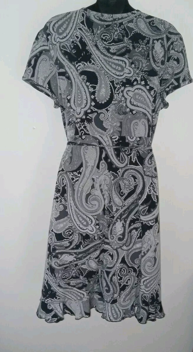 Apt 9 Multicolored Cap Sleeve V-neck Wrap Dress W/ Ruffle At Hem Sz XL