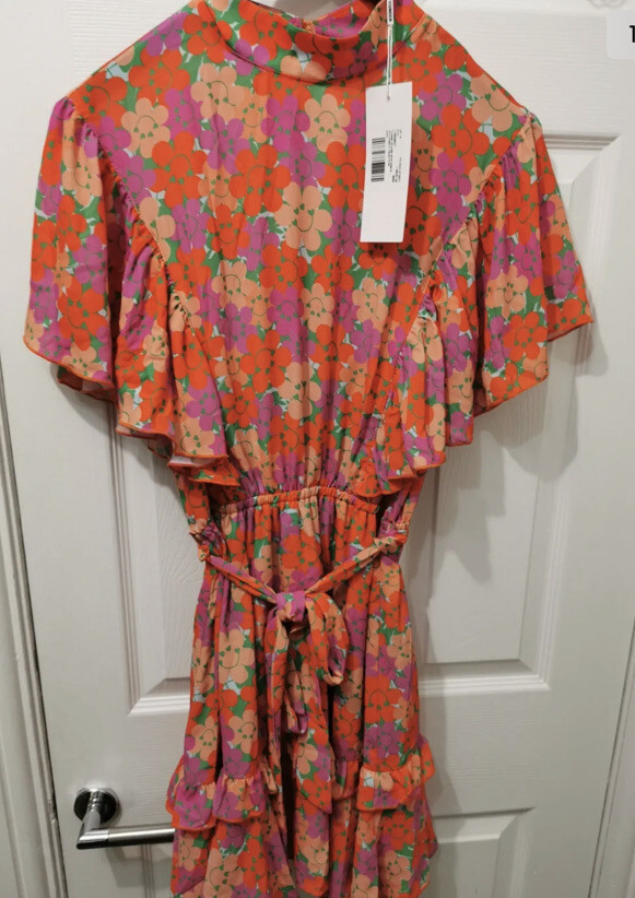 NEW Twisted Wunder short sleeve mini dress in happy floral print pink UK 8 $91