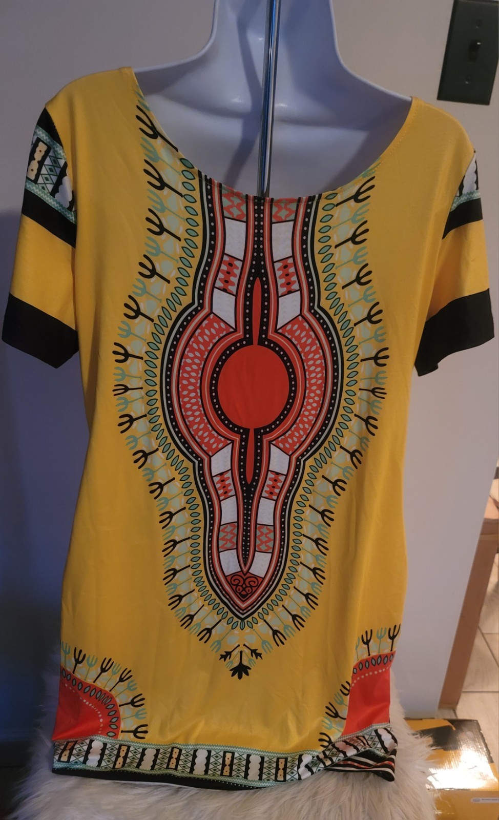 Dashiki Print Rayon dress One Size Fits Most. Stretchy Spandex Material