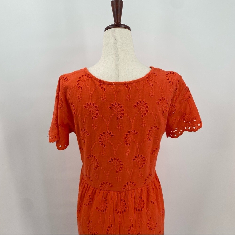 Roolee Eyelet Midi Dress Orange Small