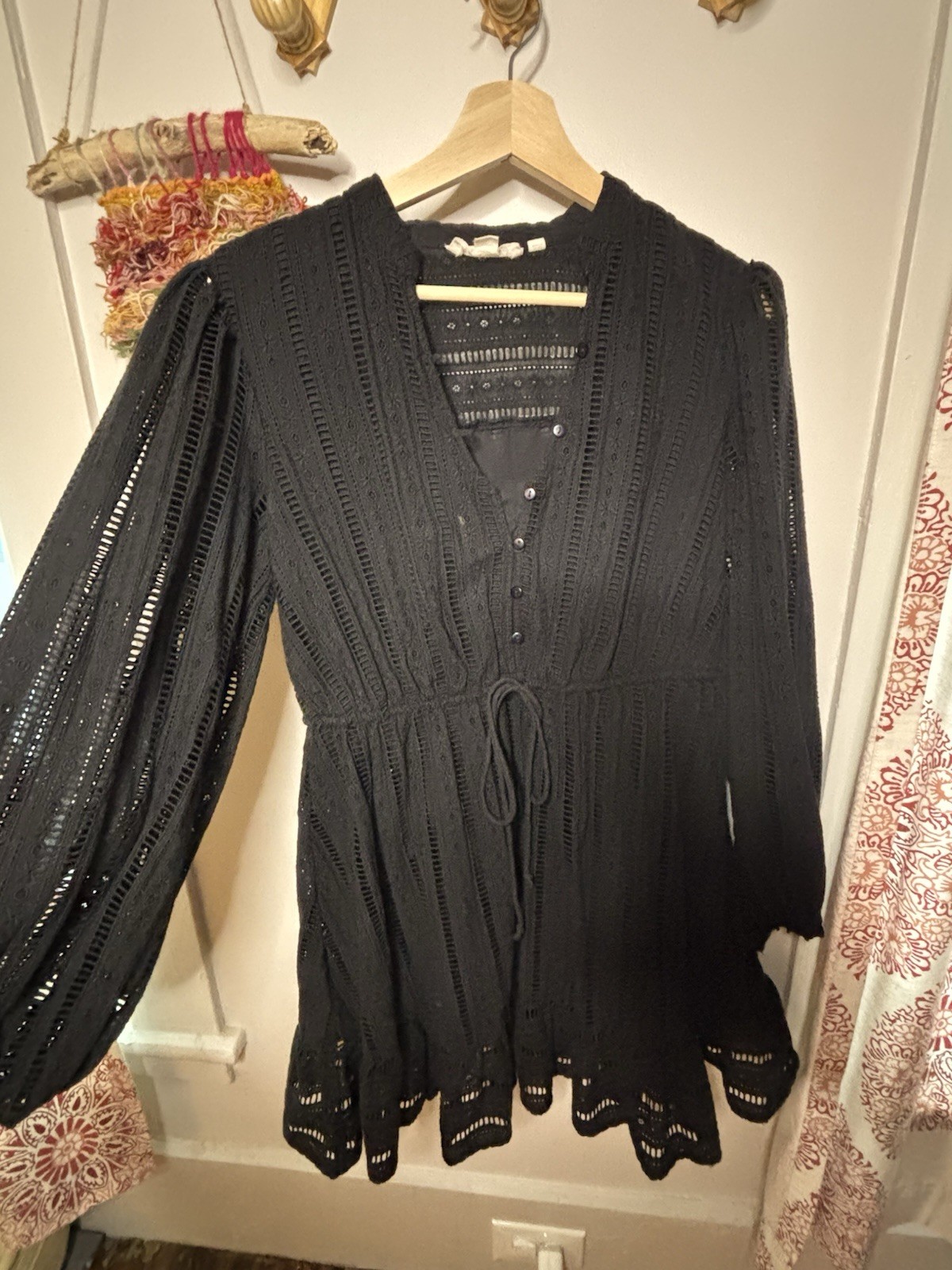 Anthropologie Forever That Girl White Prairie Gypsie Eyelet Mini Dress Sz Small