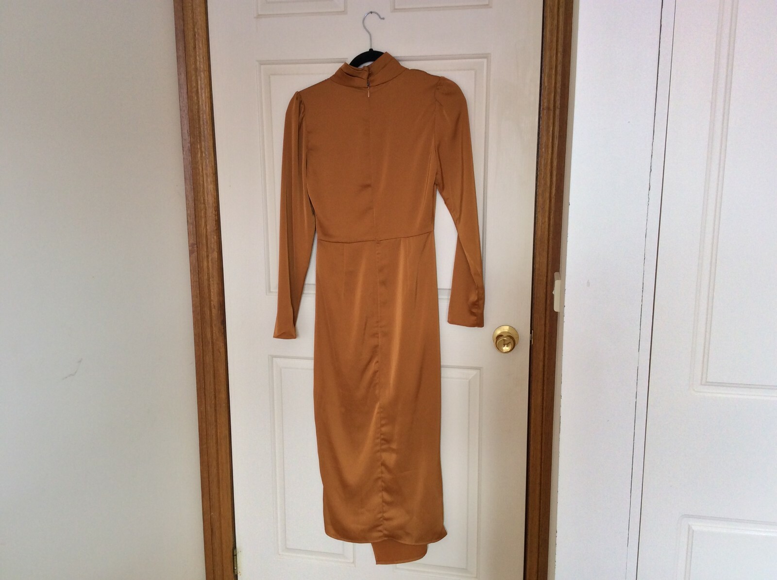 WHYTE VALENTYNE SATIN FITTED TURTLE NECK DRESS SIZES 6 8 10 12 AND 14